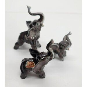 Elephant Figurine Family of 3 Made in Japan Grey Fine Bone China Vintage PR303